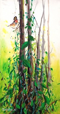 Zohaib Rind, 12 x 24 Inch, Acrylic on Canvas, Calligraphy Painting, AC-ZR-358